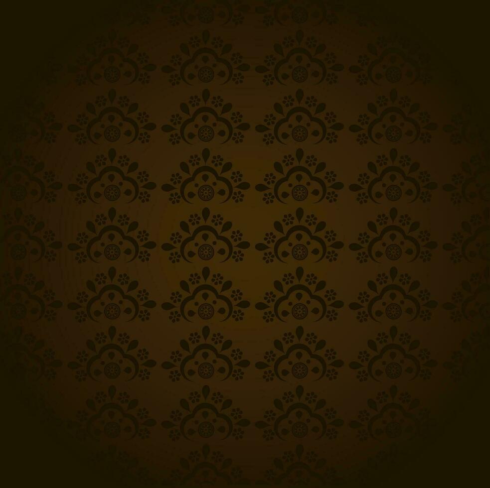 Shiny brown color seamless background with floral design pattern. vector