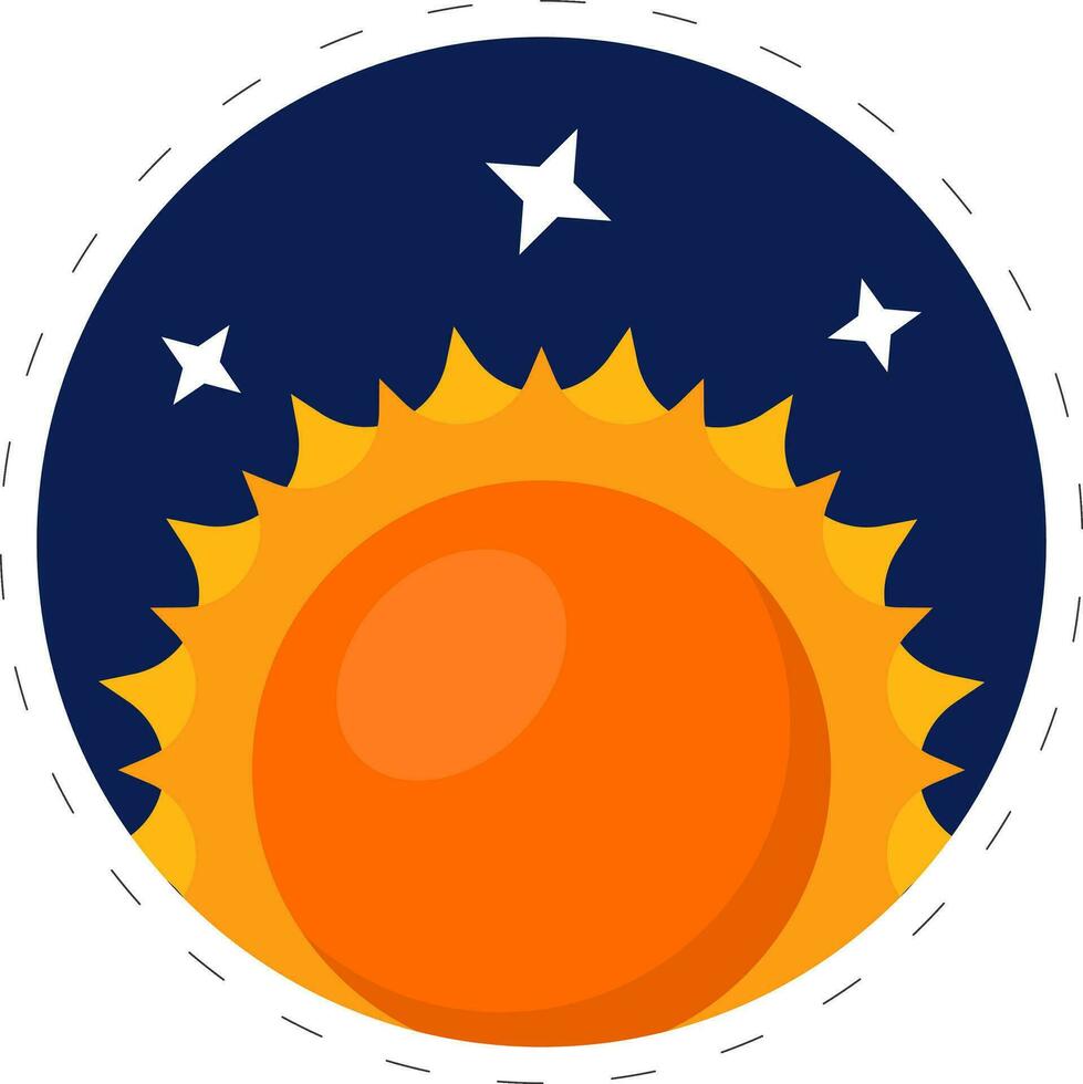 Isolated Sun With Stars Blue Circle Background. vector