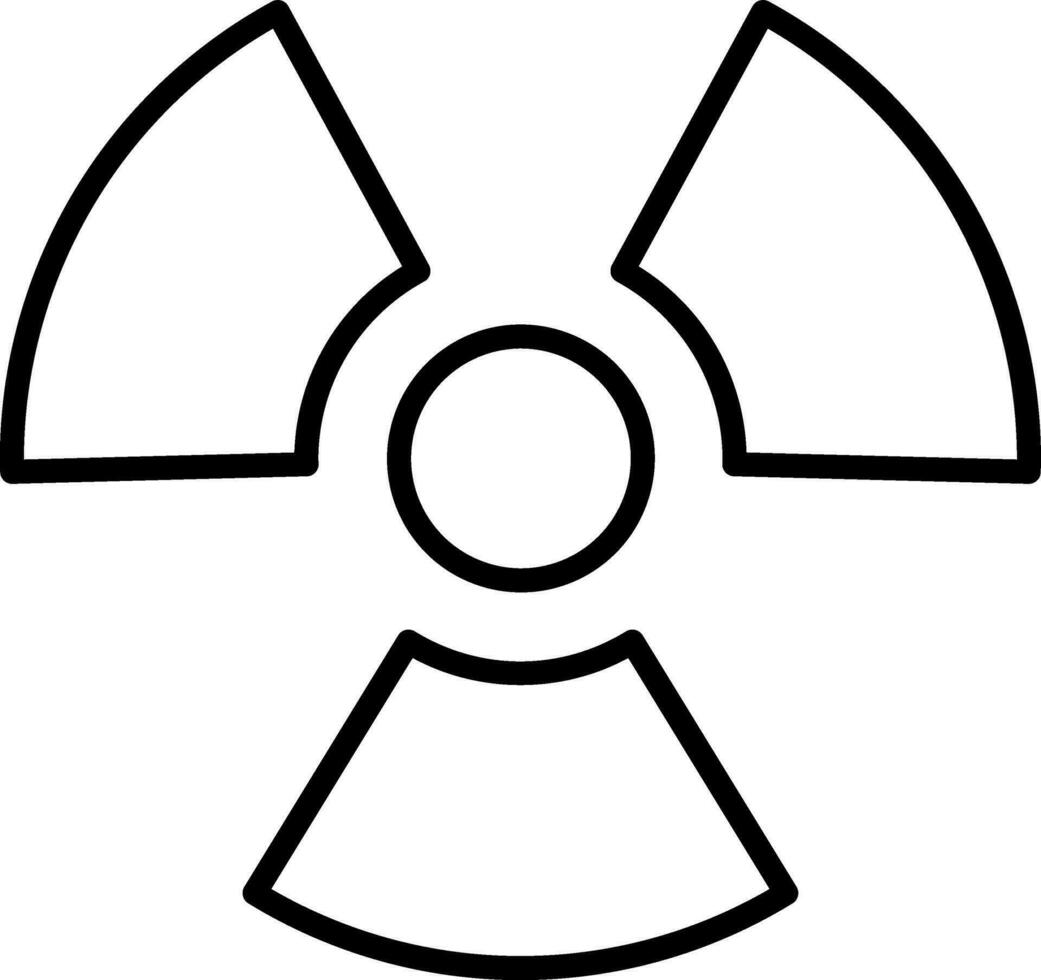 Radioactive symbol in flat line art style. vector