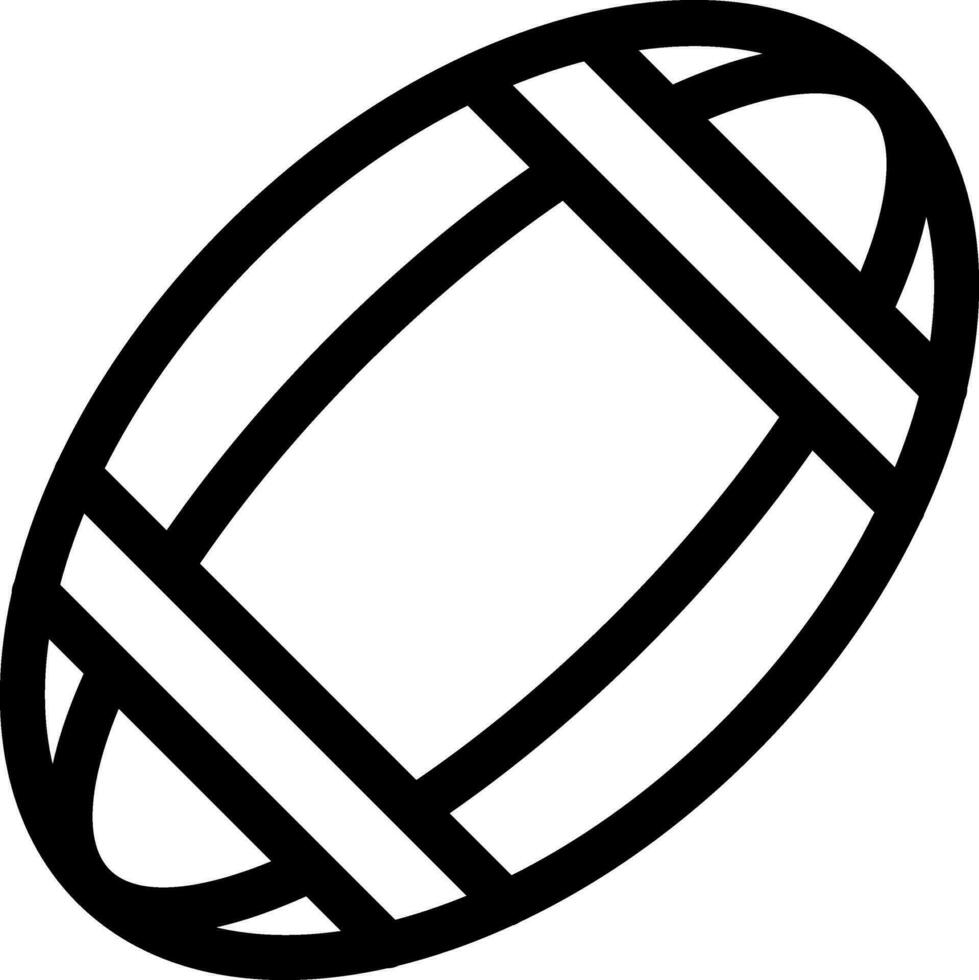 Black Outline Rugby Ball Icon on White Background. vector