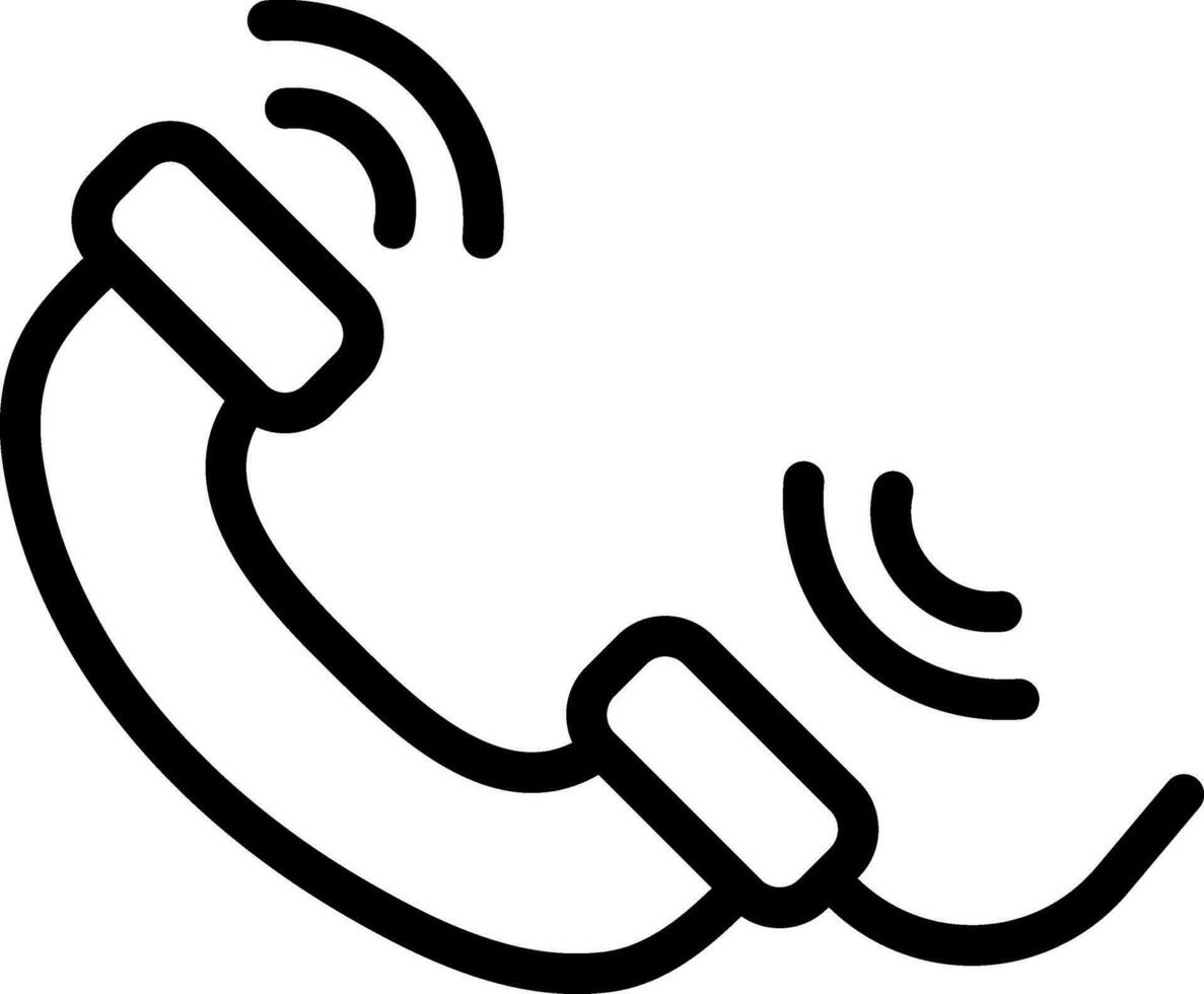 Black Line Art Phone or Handset Icon in Flat Style. vector