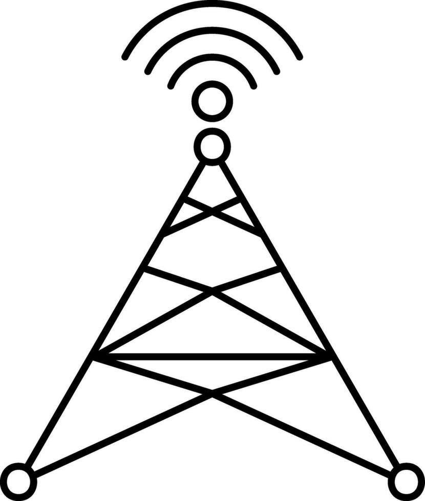 Wifi tower icon in line art. vector
