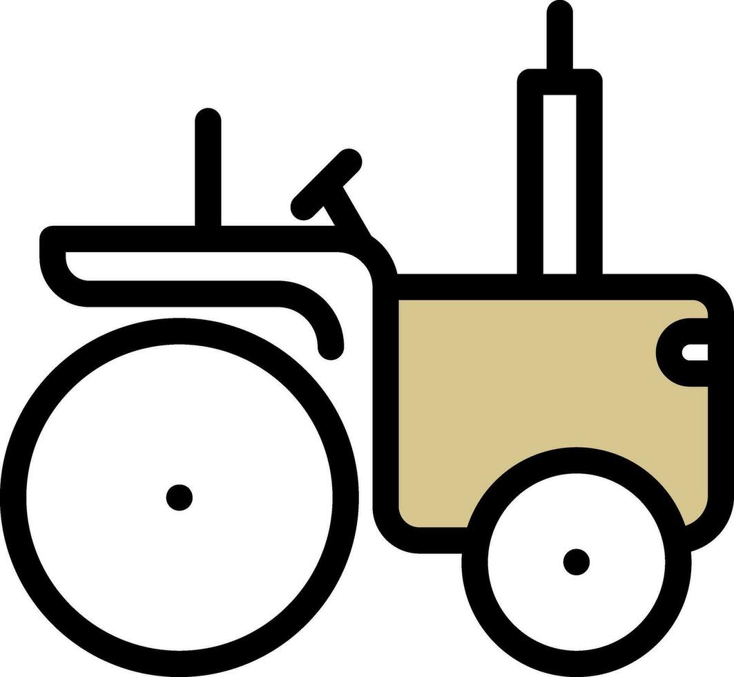 tractor icono o símbolo en blanco y aceituna verde color. vector