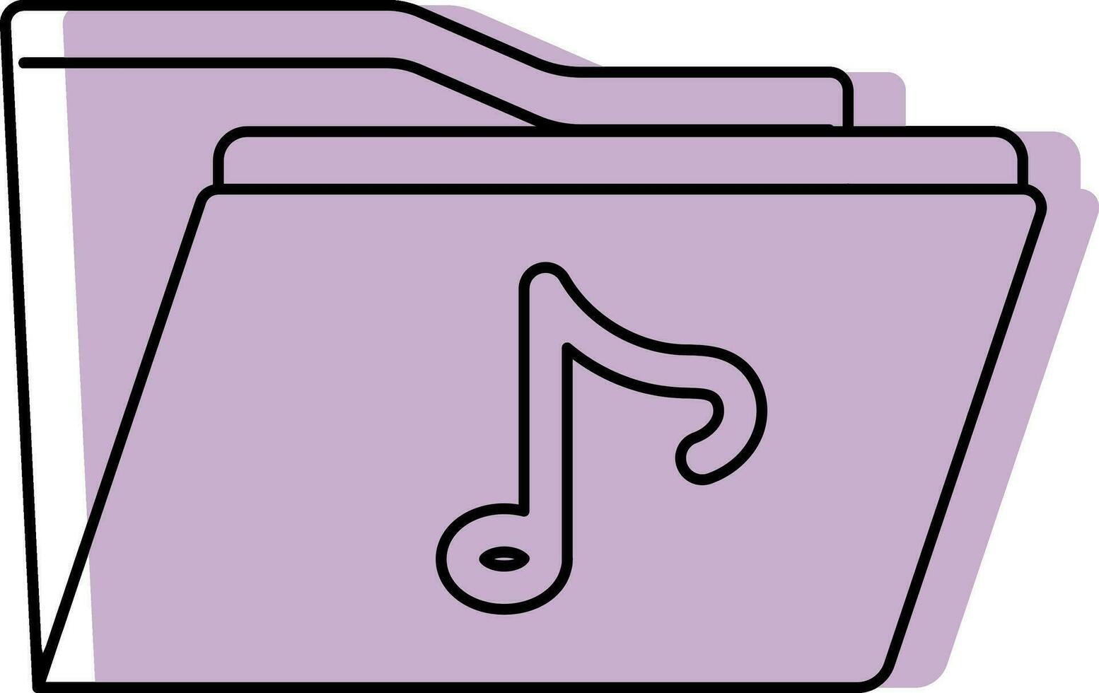 Stroke Style Musical Folder Icon in Purple Color. vector