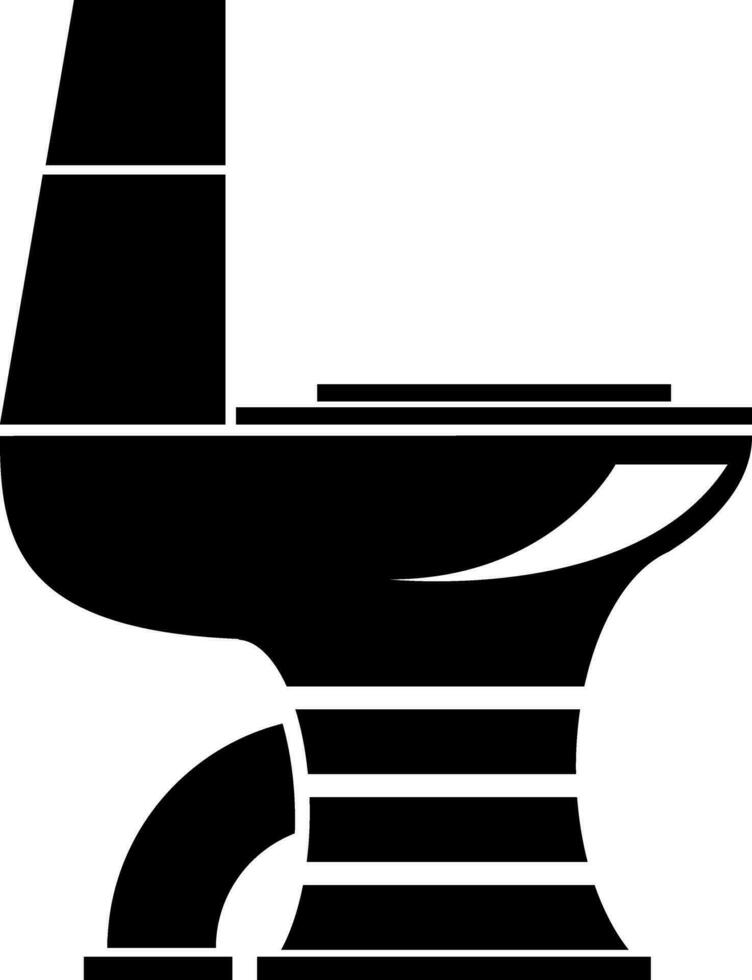 Flush toilet in black and white color. vector