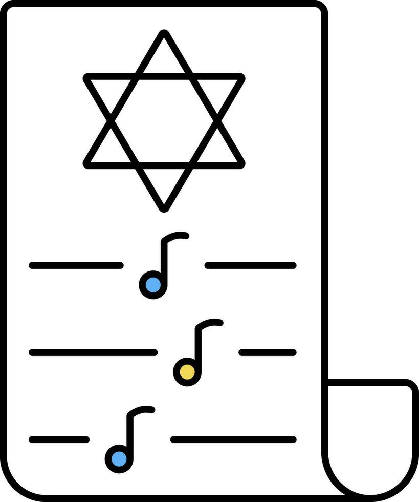 Scroll Jewish Song Sheet Linear Icon. vector