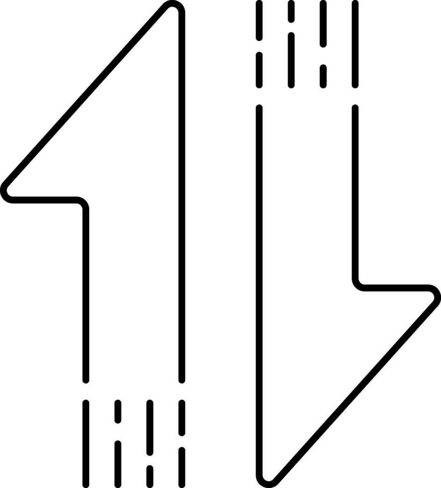 Up And Down Arrow Or Data Icon In Black Stroke. vector