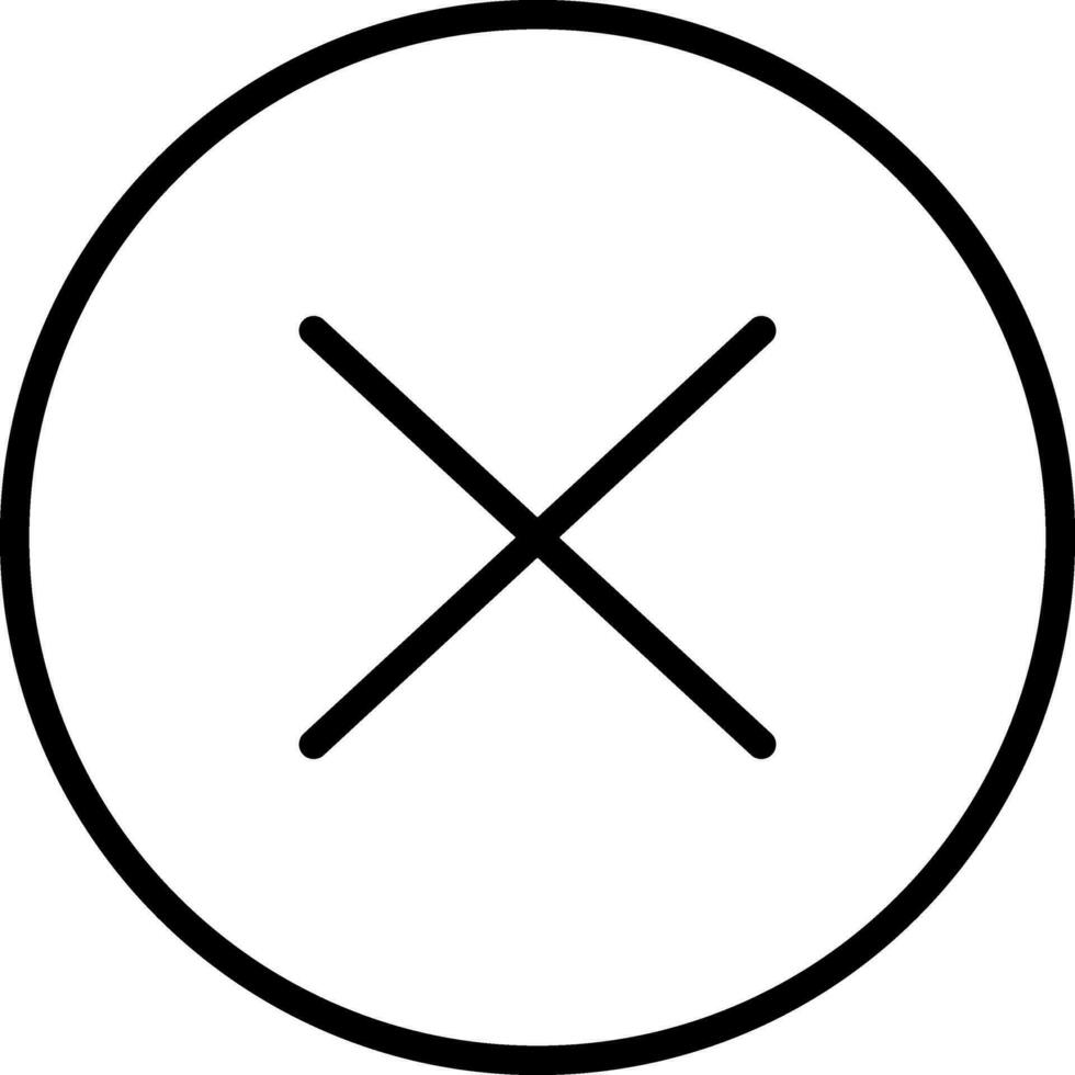 Line art illustration of cross button icon. vector