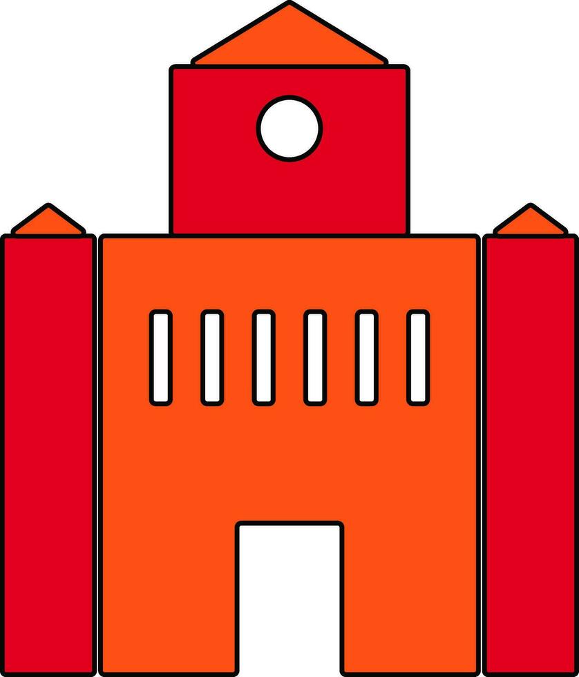 Shiny red and orange building. vector