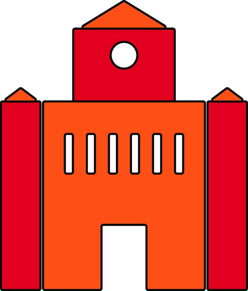 Shiny red and orange building. vector