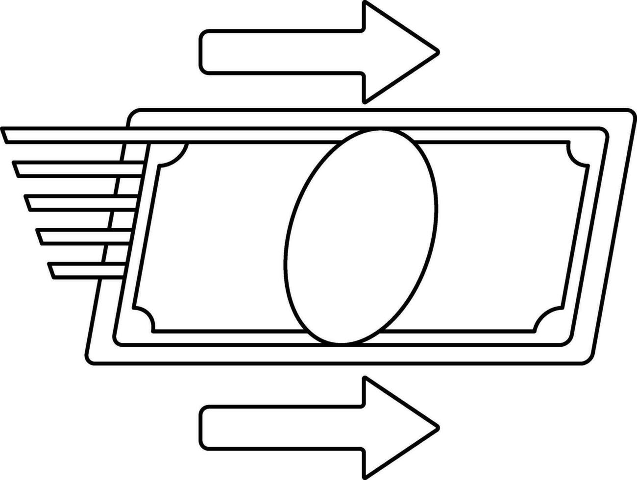 Online money transfer in line art illustration. vector