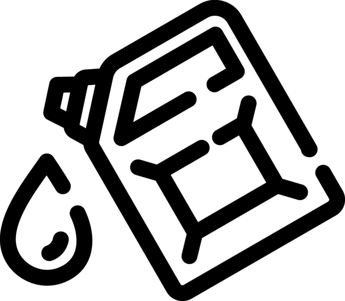 Falling Drop from Jerrycan Icon in Thin Line Art. vector