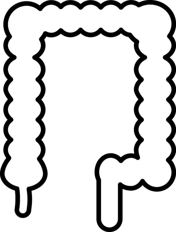 Large Intestine Icon in Line Art. vector