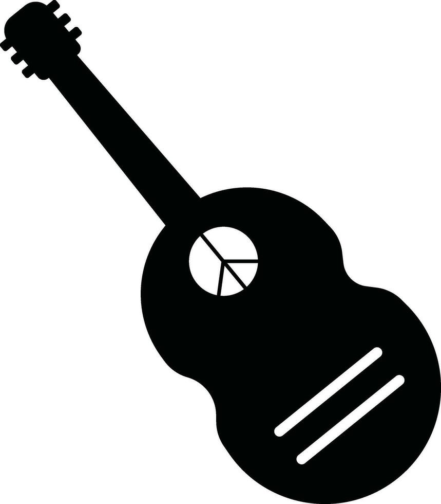 Black color of guitar icon. vector