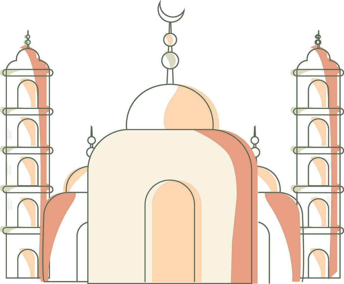 Flat Style Mosque Element On White Background. vector