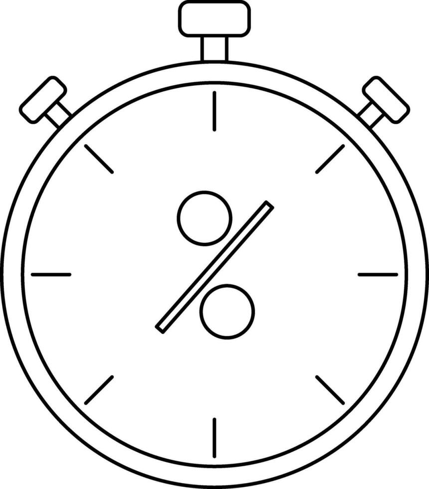 Discount Timer Icon In Black Outline. vector