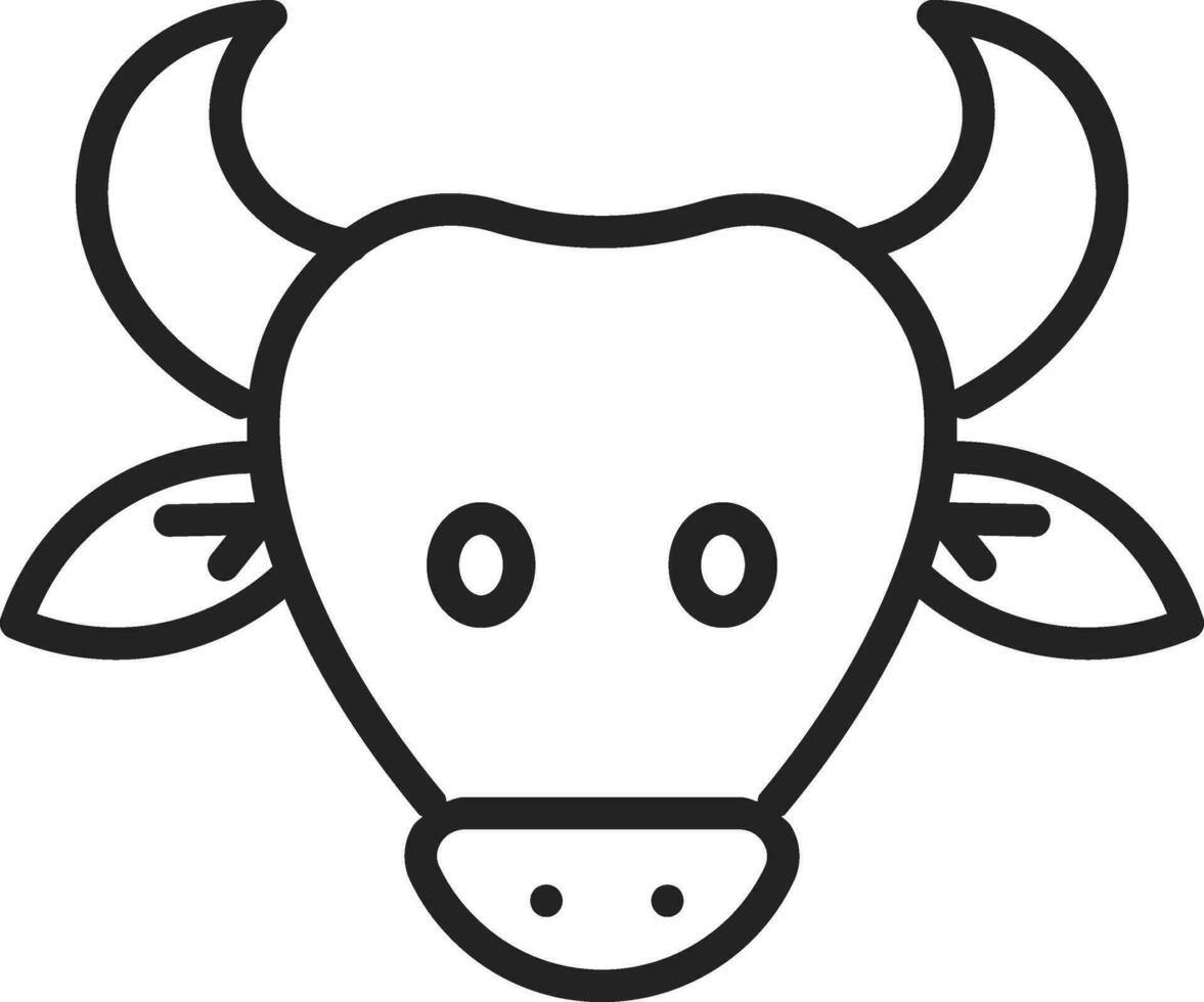 Character of Bull Face Icon in Line Art. vector