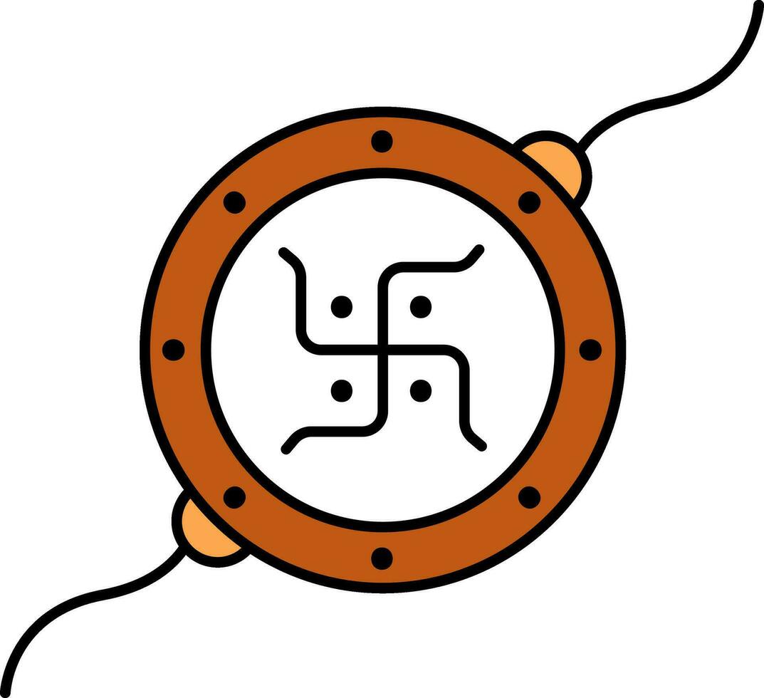 Swastika Symbol RakhiWristband Icon in Brown and White Color. vector