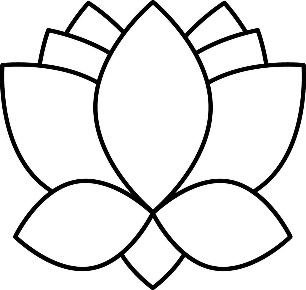 Lotus Flower Icon In Black Outline. vector