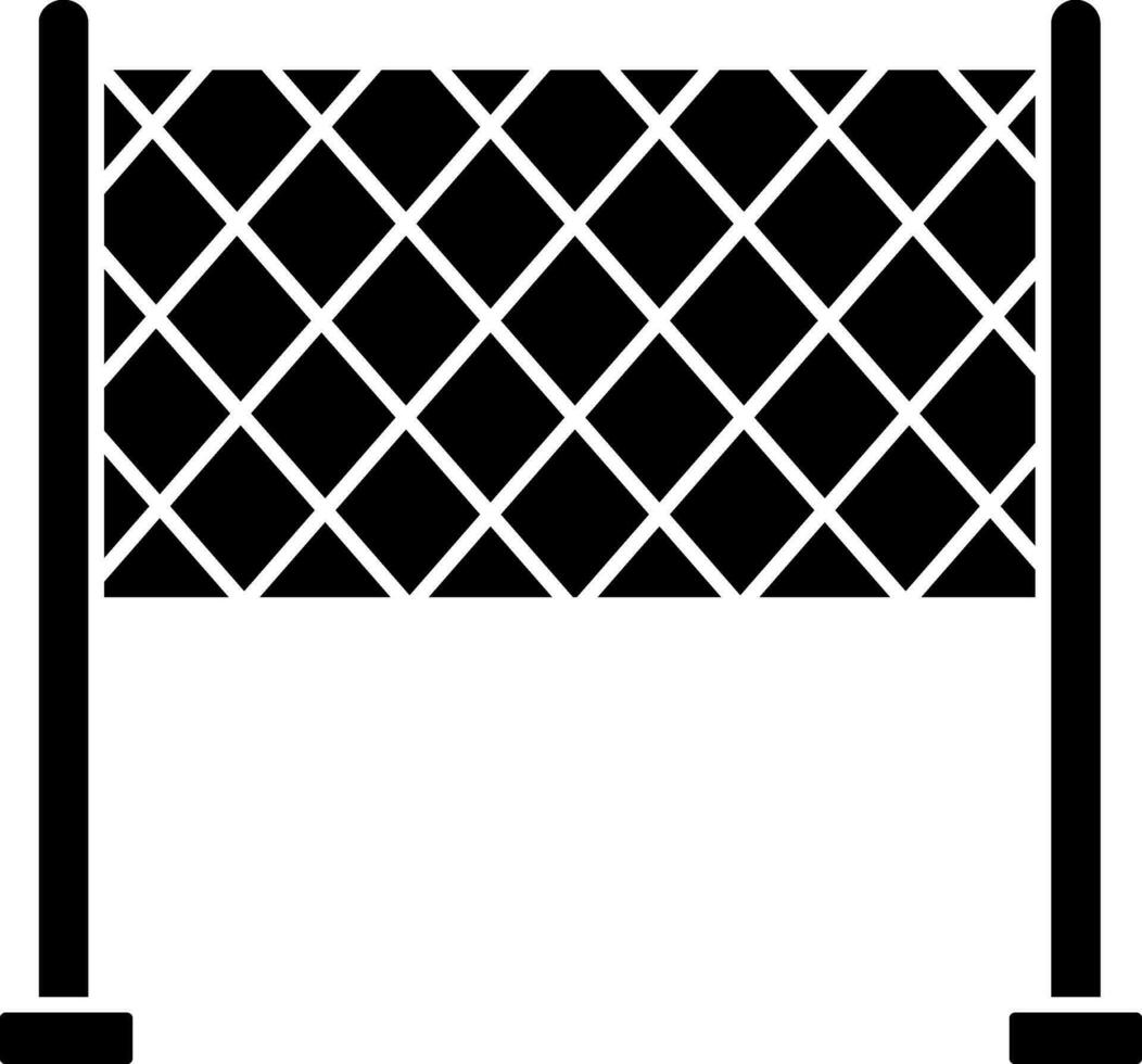 Badminton Or Volleyball Net Icon In black and white Color. vector