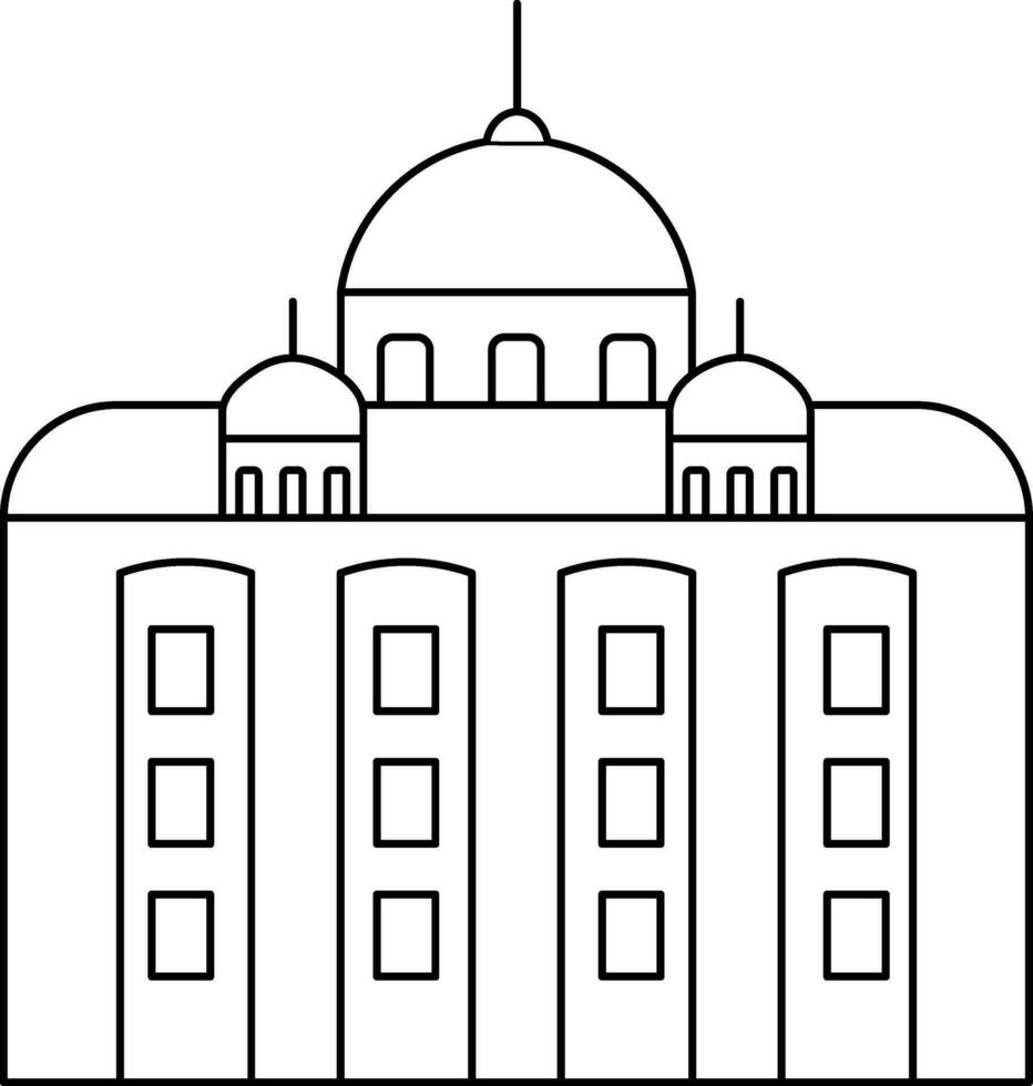 St.Peter's Basilica Icon In Black Line Art. vector