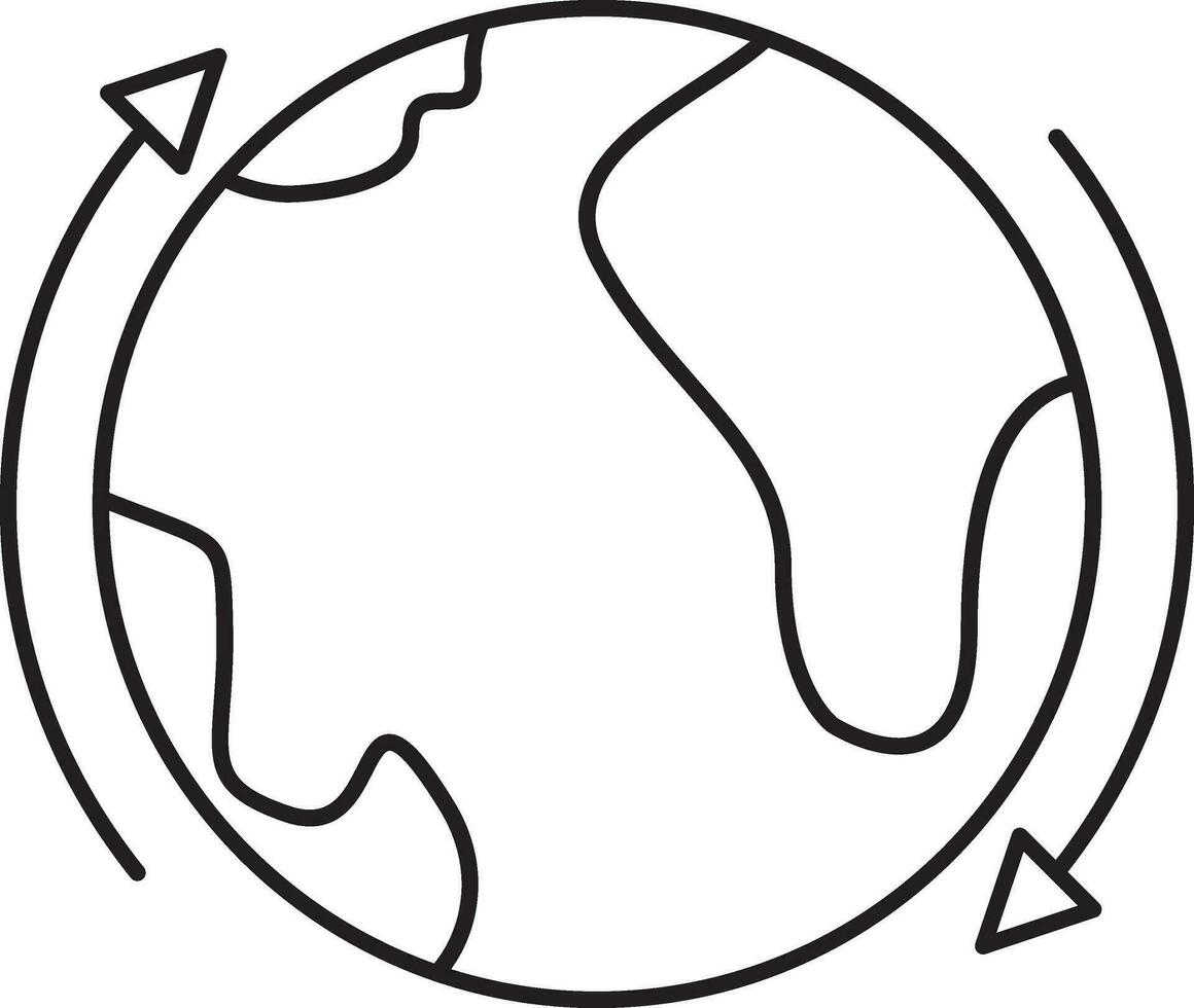 Earth Roate Or Transform Icon In Black Line Art. vector
