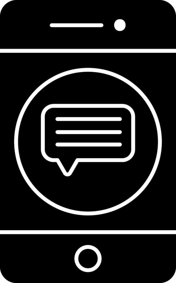 black and white Color Chat In Smartphone Icon. vector