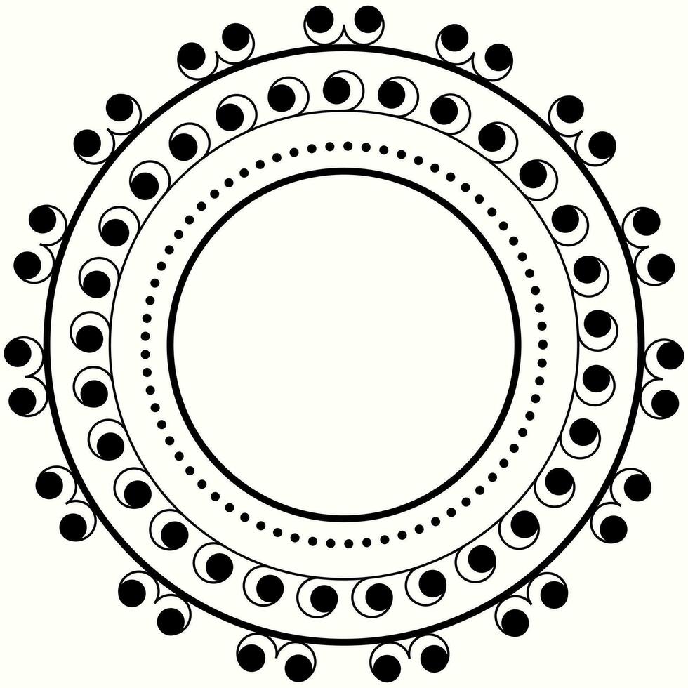 Mandala Pattern Element In Black Color. vector