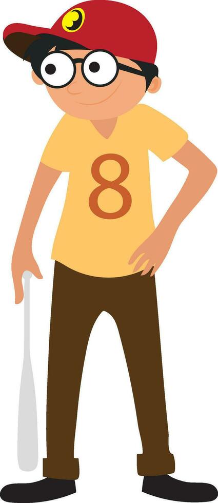Cartoon character of man holding baseball bat. vector