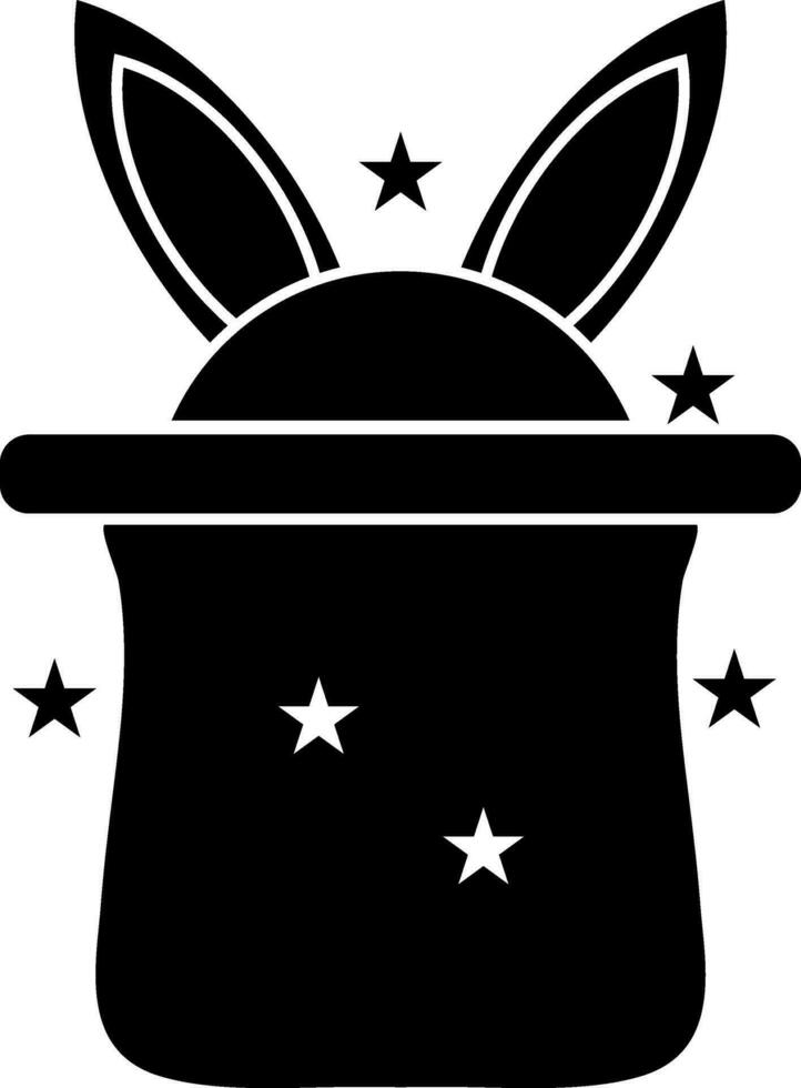 Rabbit in magic hat glyph icon. vector