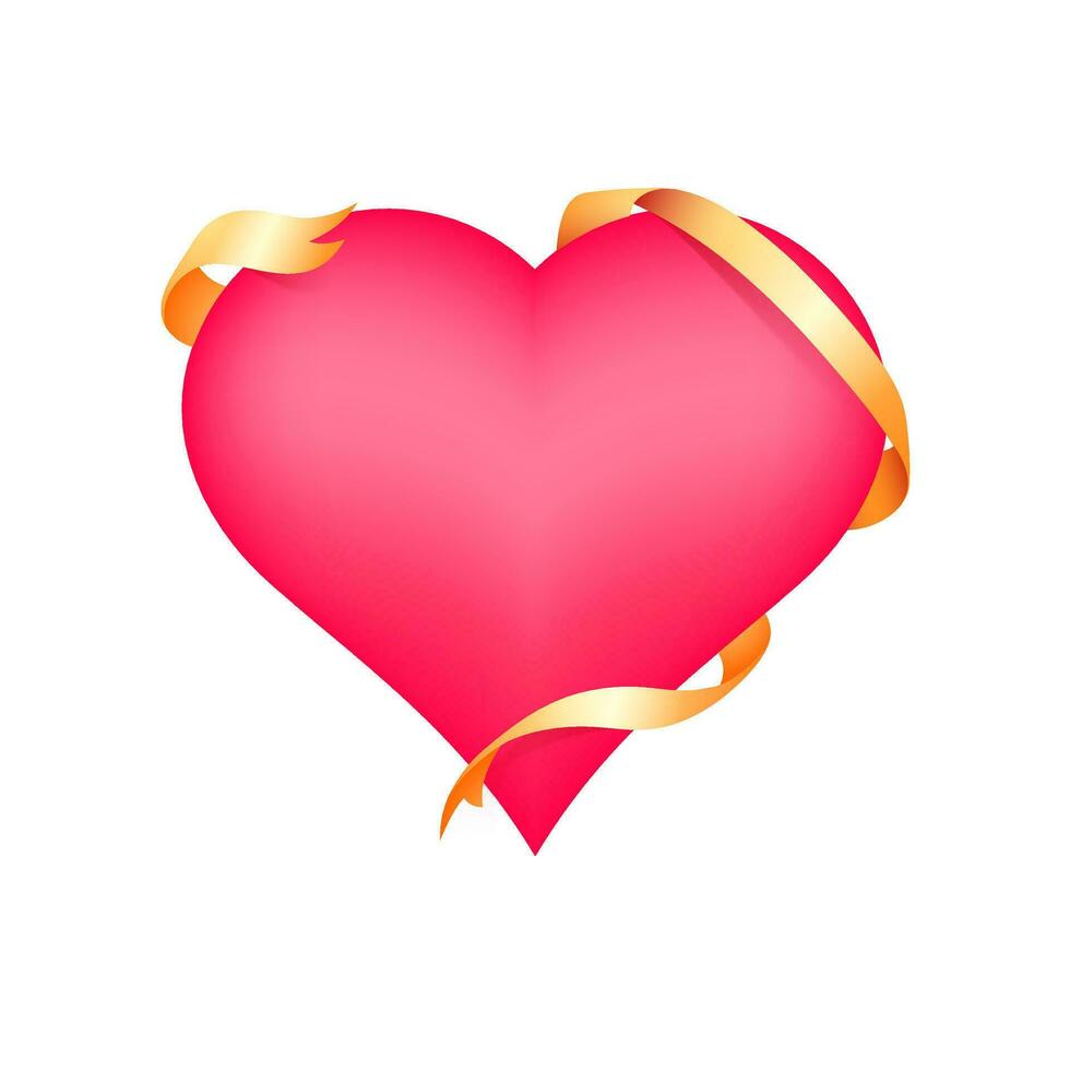 Glossy ribbon decorated heart. vector