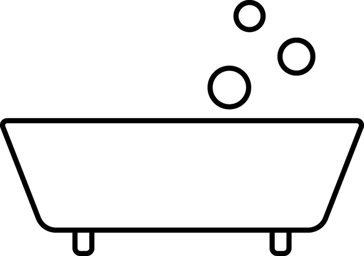 Line art icon of bath tub with bubbles. vector