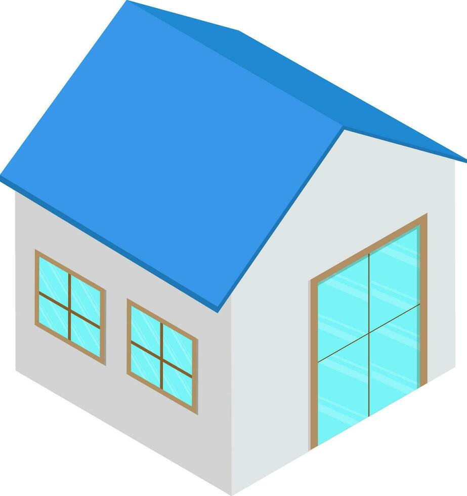 3D Rendering House Element In Blue And Gray Color. vector