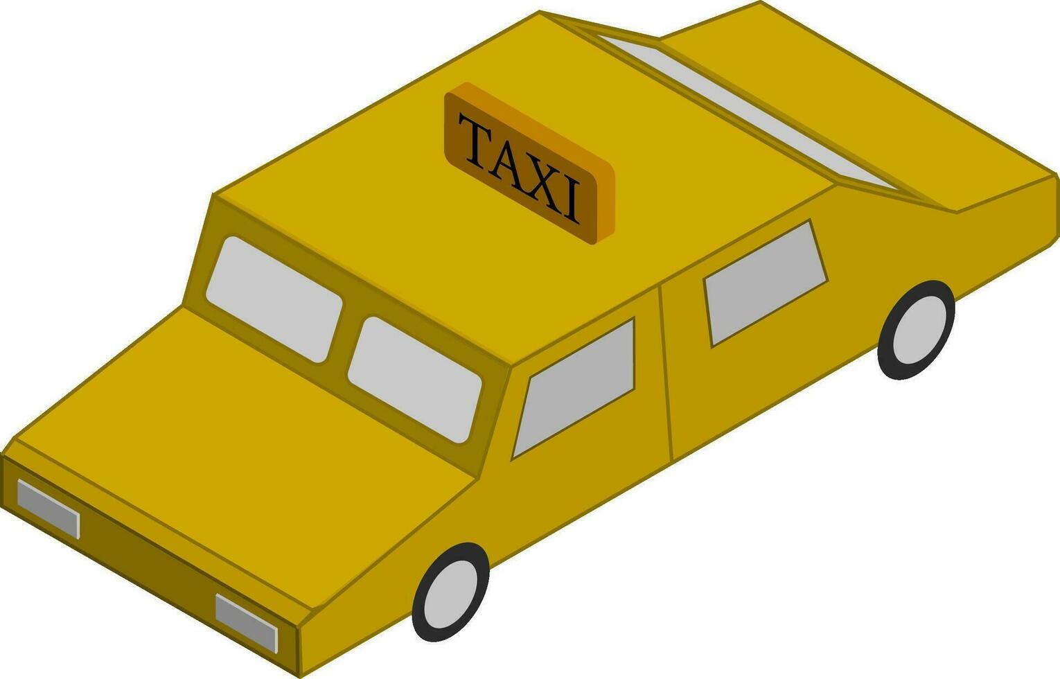 Isometric illustration of yellow taxi car. vector