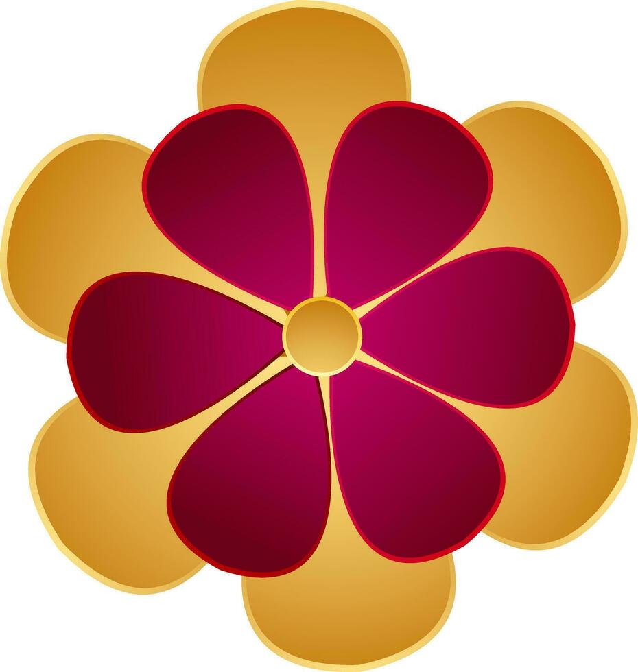 Red and golden paper flower on white background. vector