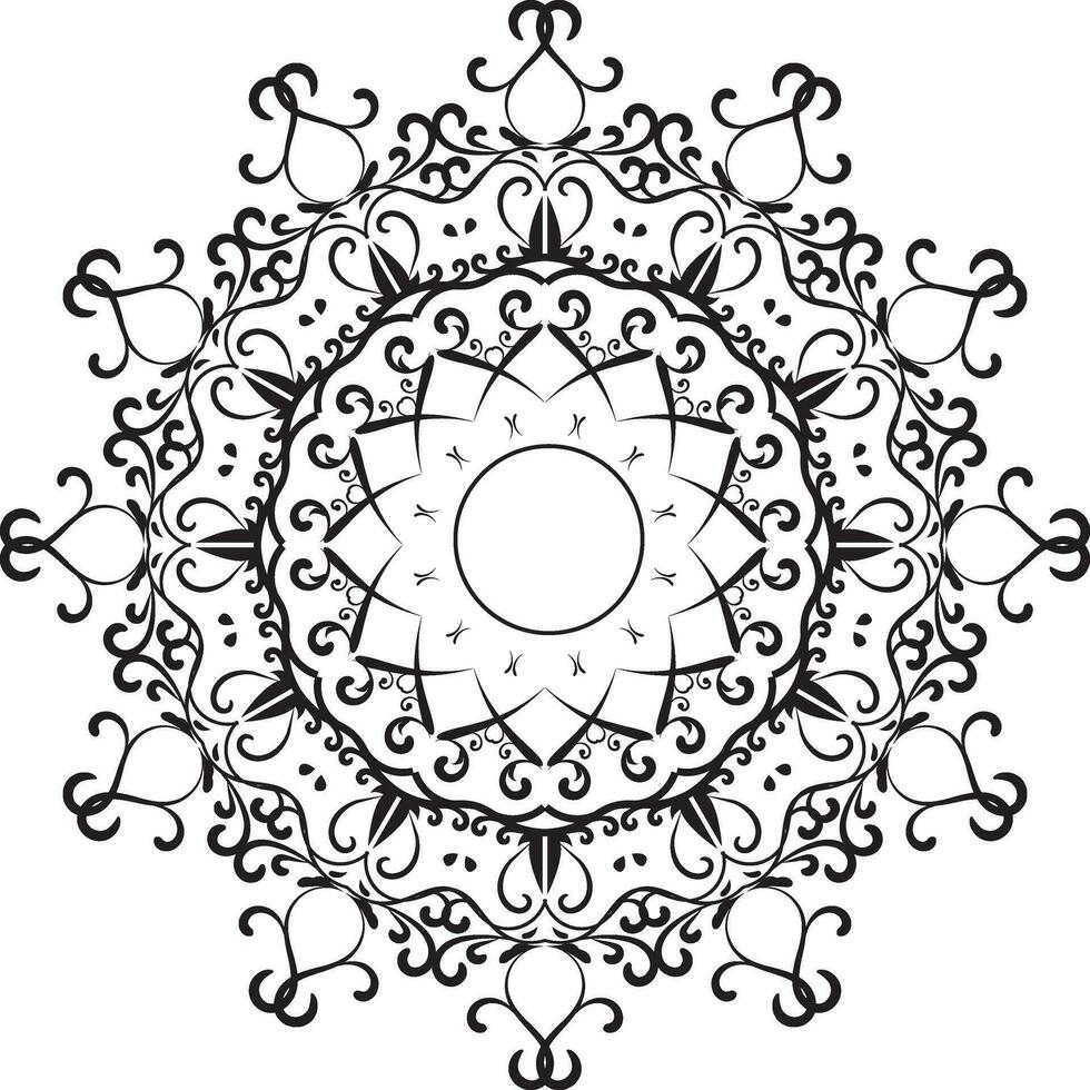 Line Art Mandala Pattern On White Background. vector