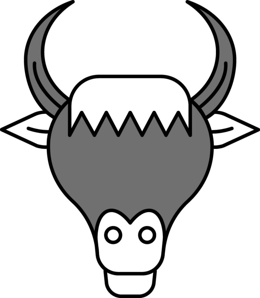 Bull Head Or Taurus Icon Or Symbol In Gray And White Color. vector