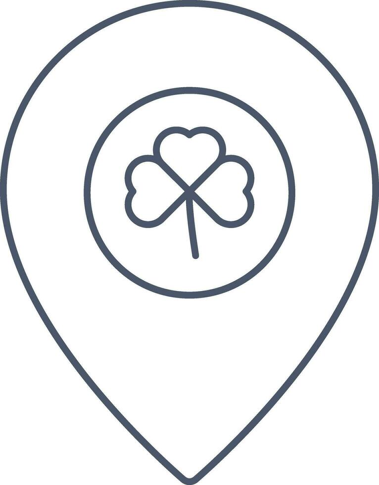 Location Pin With Shamrock Leaf Icon In Thin Line Art. vector