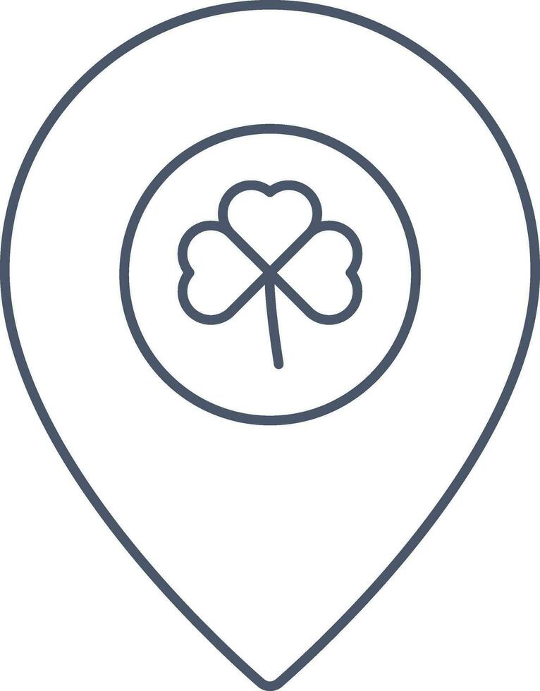 Location Pin With Shamrock Leaf Icon In Thin Line Art. vector