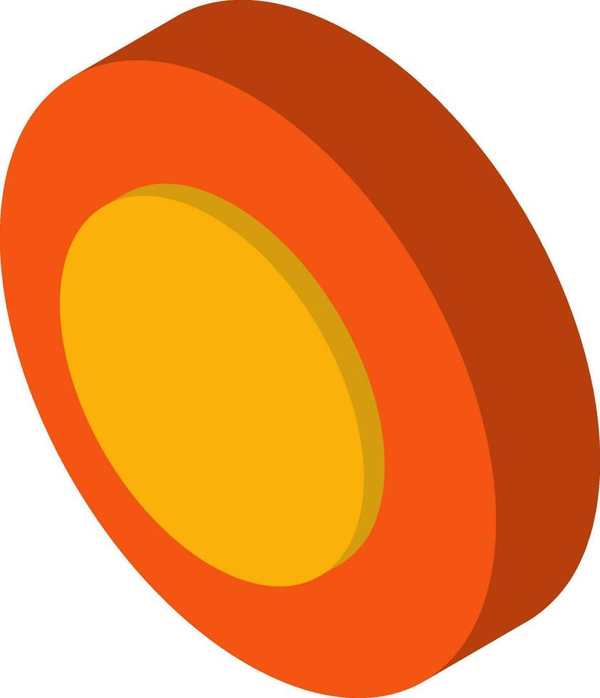 Orange and yellow button icon in 3d. vector