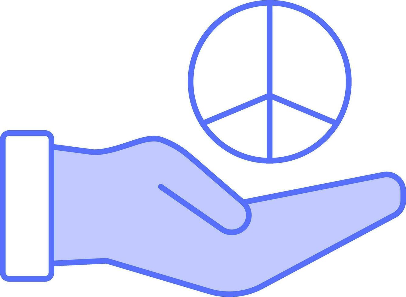 Hand Holding Peace Symbol Icon In Blue And White Color. vector