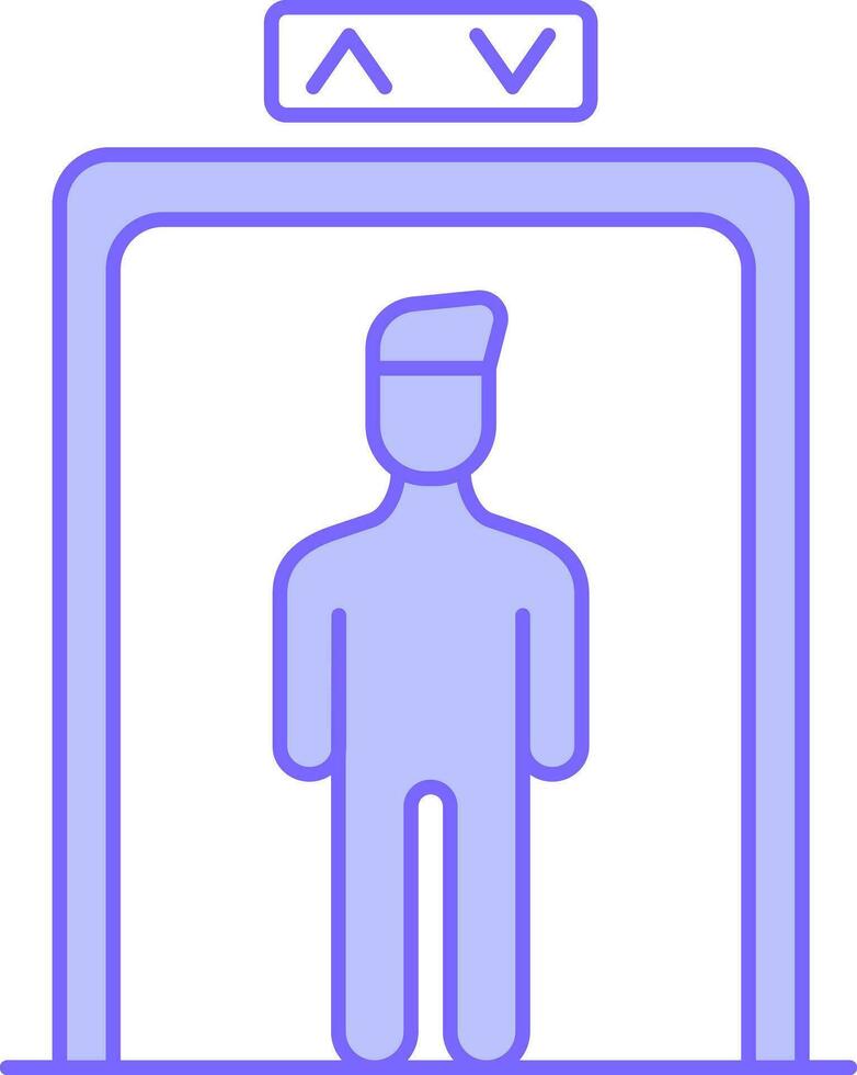 Illustration Of Man In Lift Blue Icon Or Symbol. vector