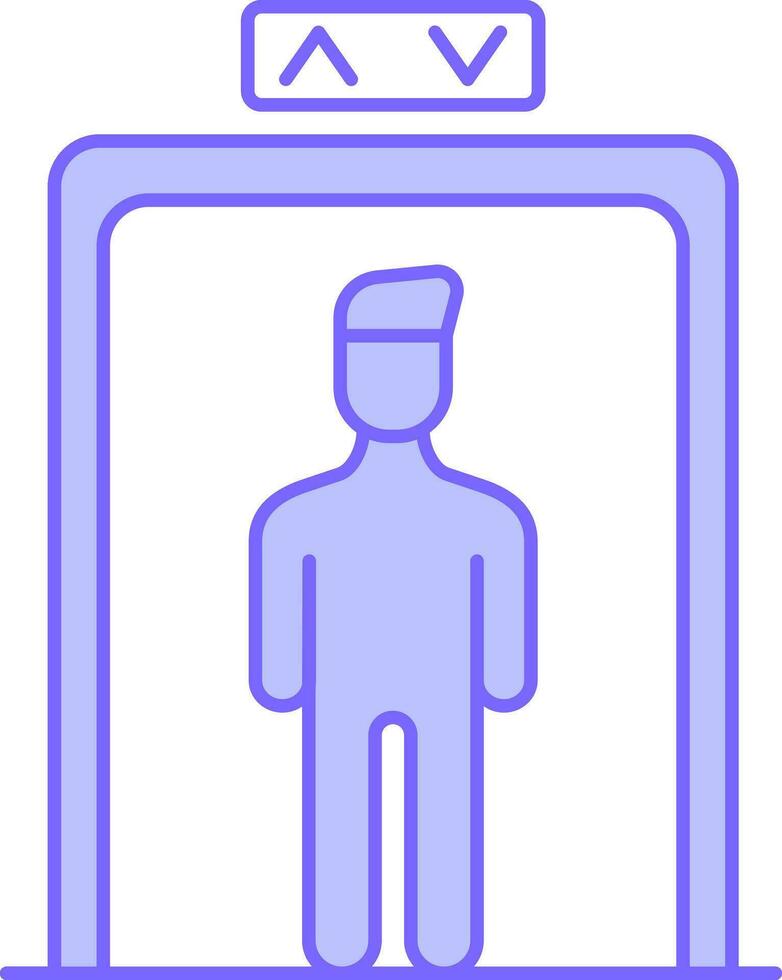 Illustration Of Man In Lift Blue Icon Or Symbol. vector