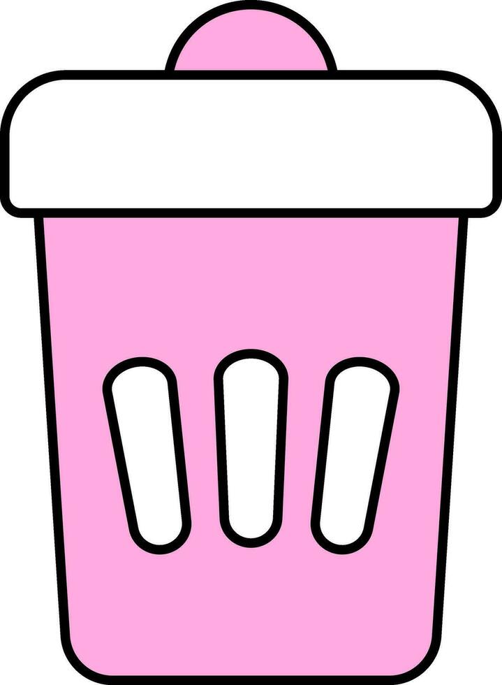 Dustbin Or Trash Icon In Pink And White Color. vector