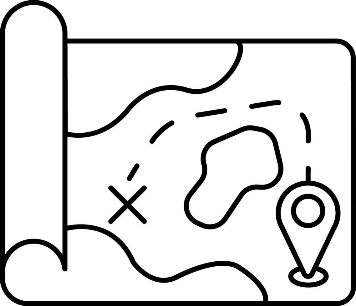 Treasure Map Icon In Thin Line Art. vector