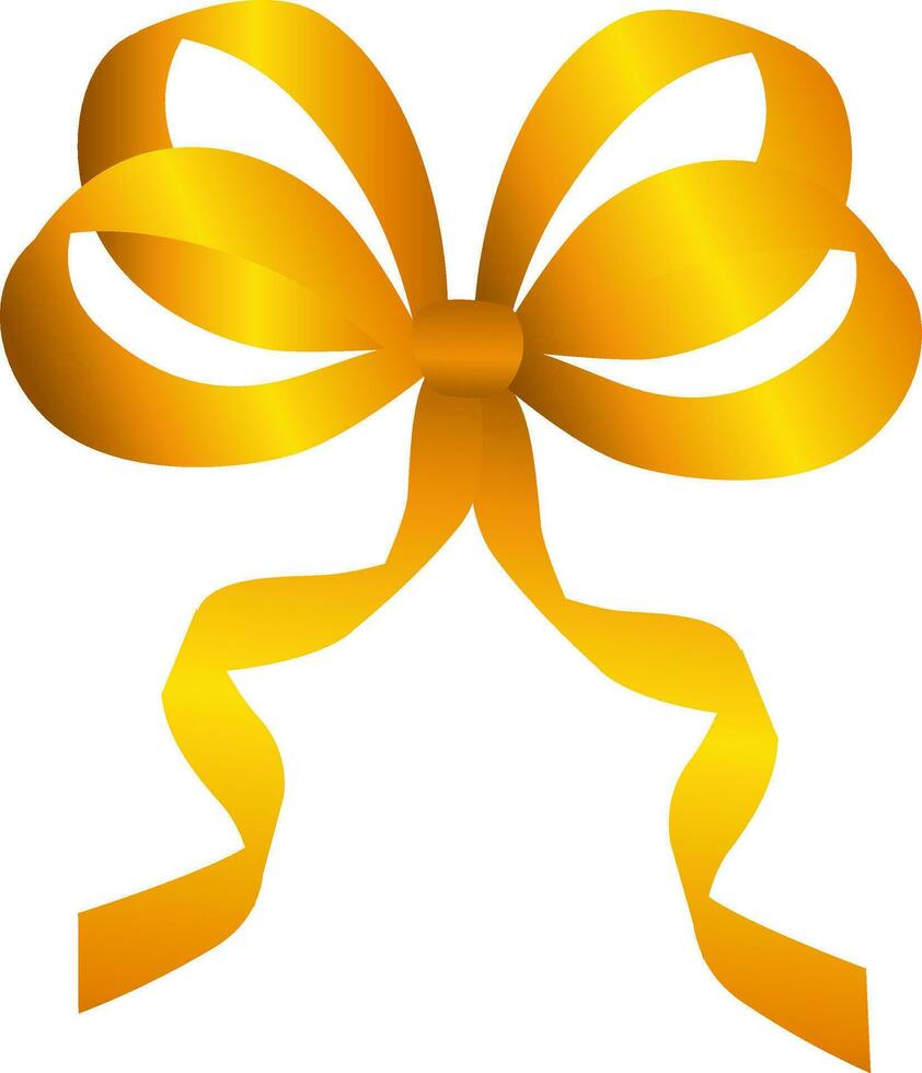 Golden stylish ribbon bow icon. vector