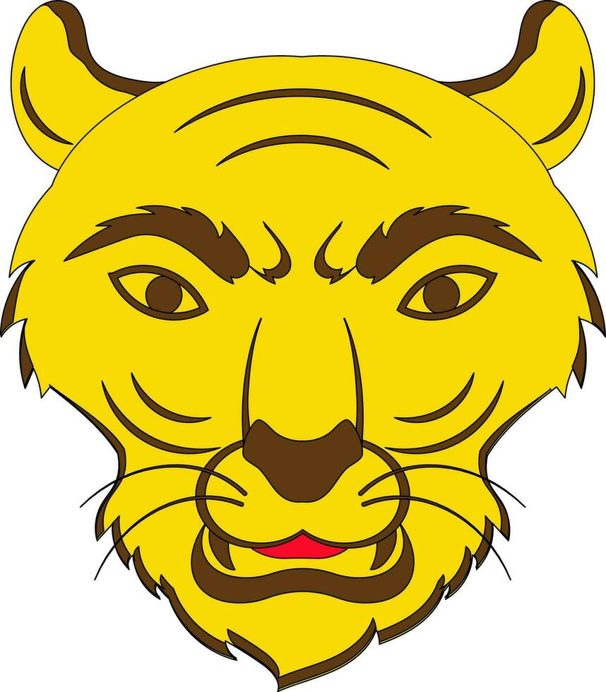 Tiger face icon for horoscope in color and stroke. vector