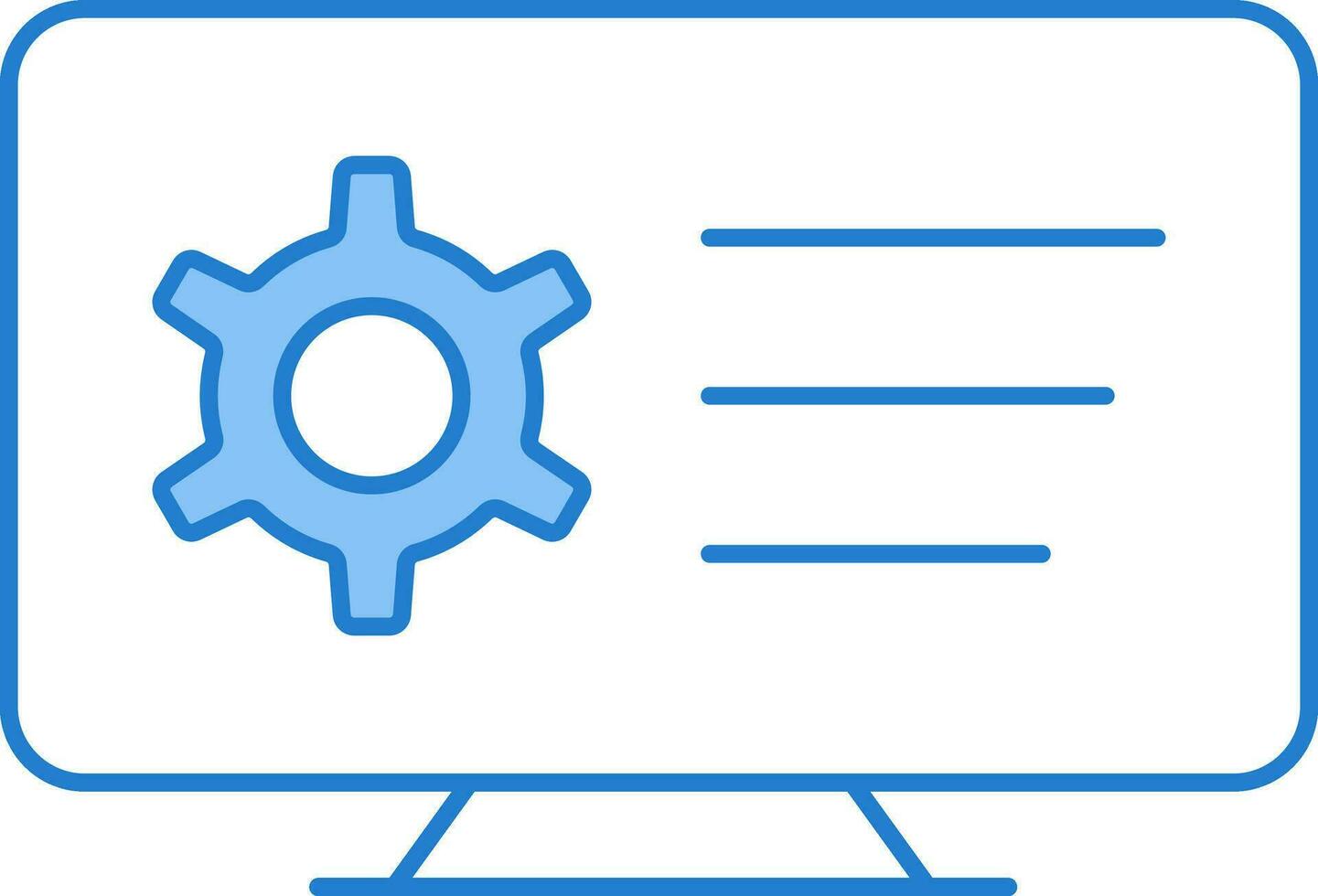 Computer Setup Or Management Icon In Blue And White Color. vector