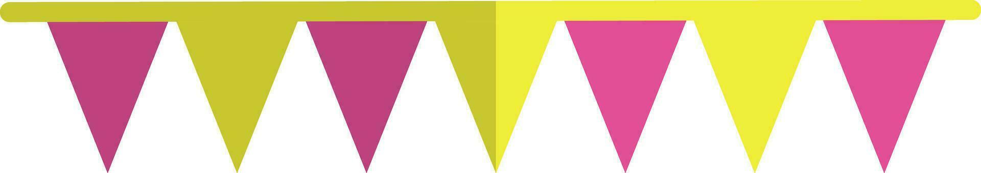 Bunting flag in yellow and pink color. vector
