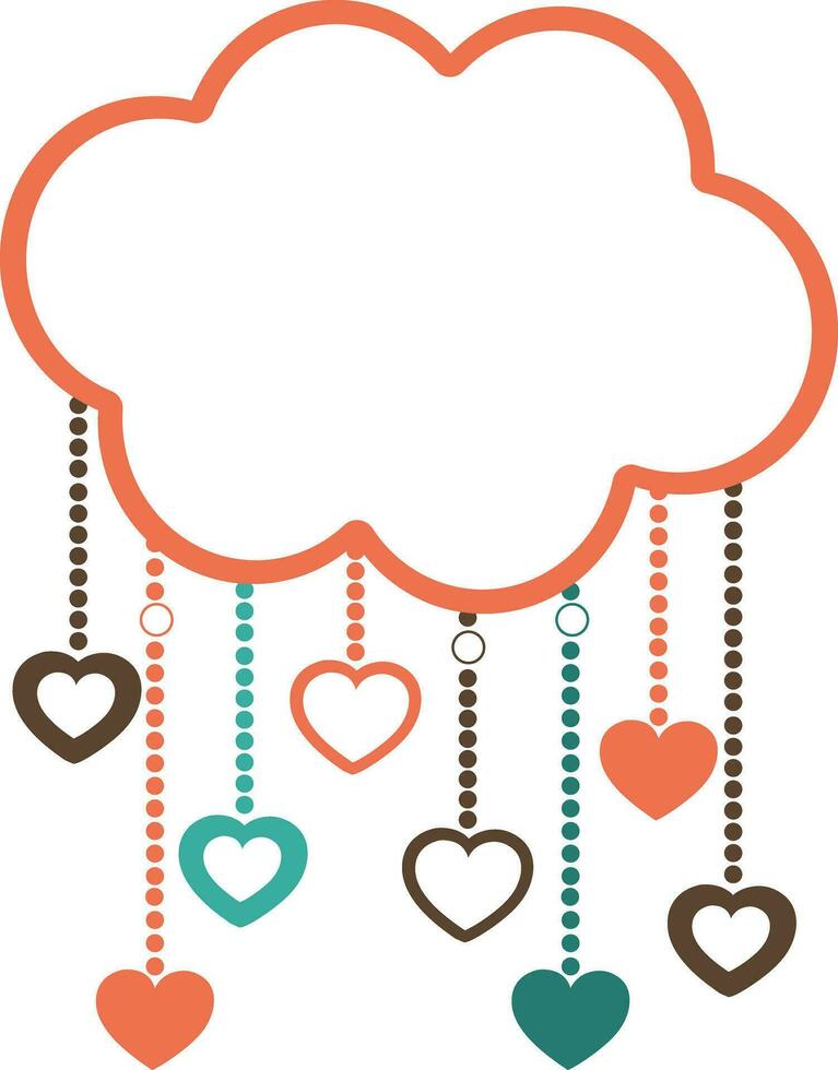 Love card beautiful heart hanging. vector